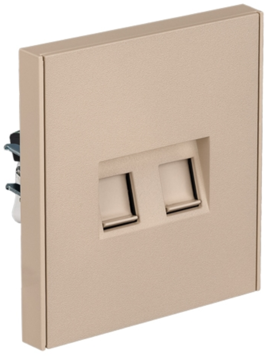 KRANZ STRONG Розетка компьютерная двойная RJ45+RJ45 кат6 с/у шелк, с 1-пост. рамкой