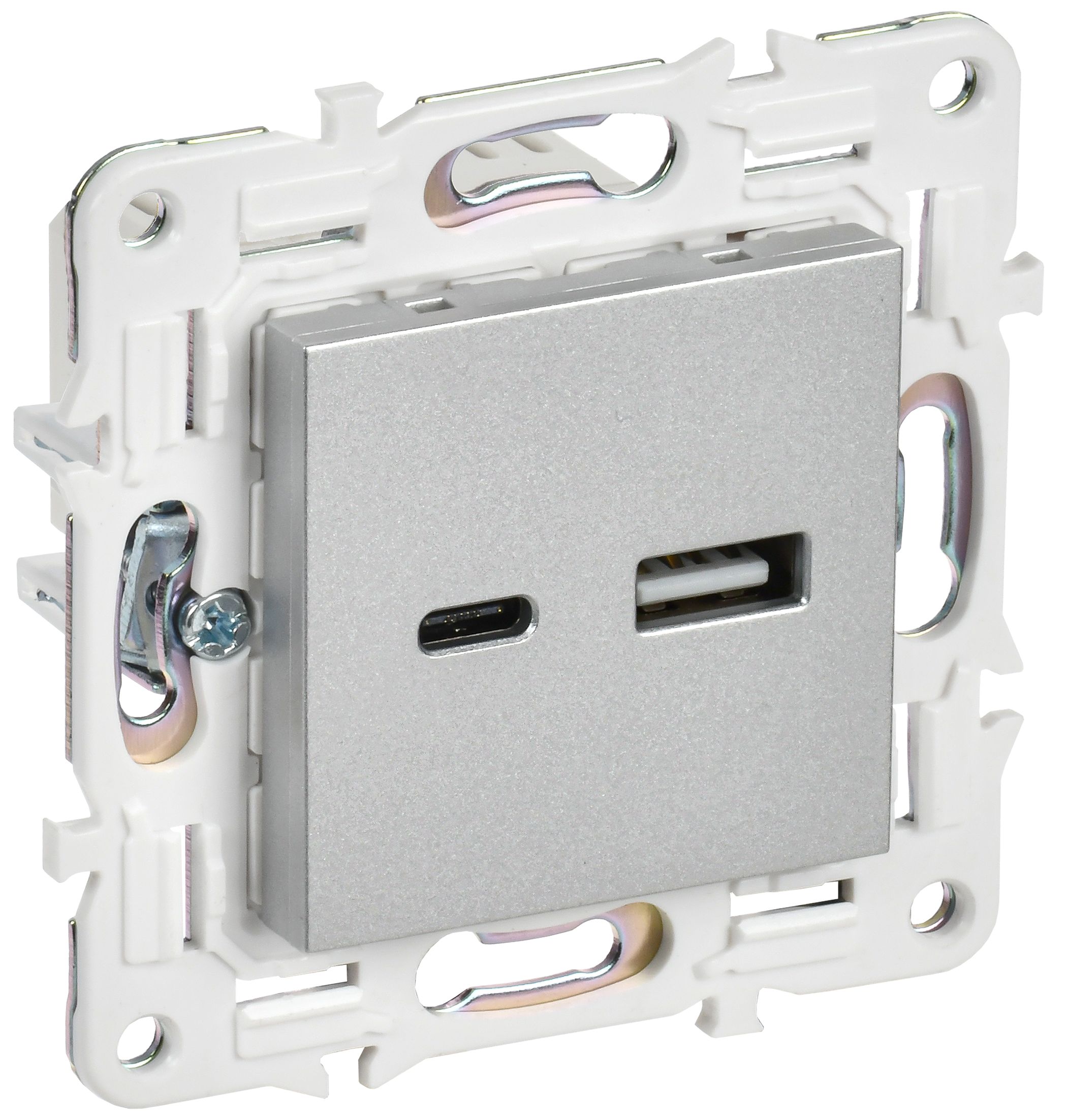 IEK SKANDY Серебряный Розетка USB A+C 18Вт SK-R13S