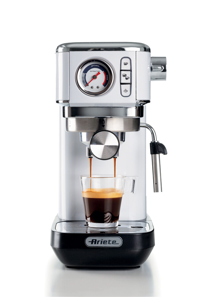 Кофеварка Ariete 1381/14 Espresso Slim Moderna узкая, 1.1л, Maxi-Cappuccino, белый