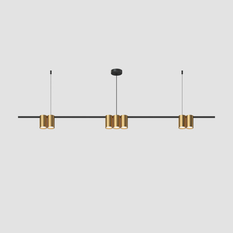 Denkirs DK4063-BK+SG Подвесной светильник ORBIT, IP20, 7xGU10 LED до 15 Вт, черный + сатинированное золото, алюминий