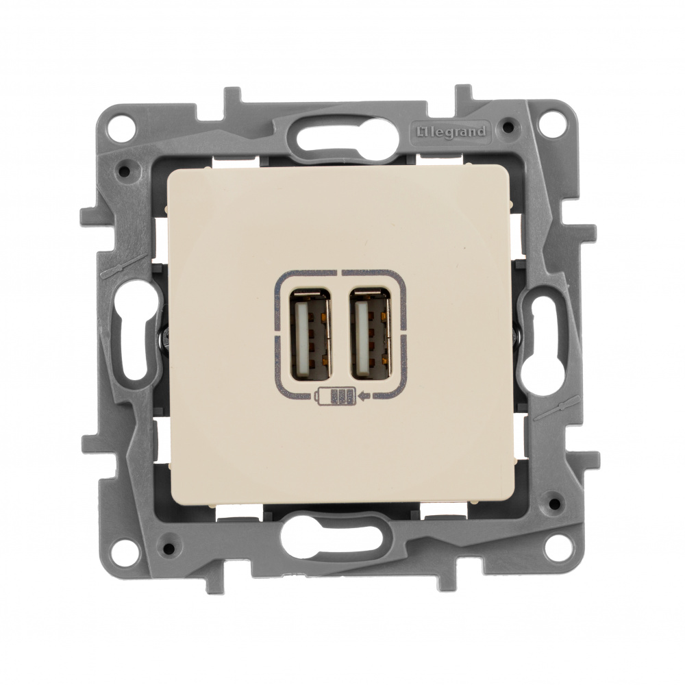 Legrand Etika Слоновая кость Розетка USB 2-ая 240В/5В 2400мА
