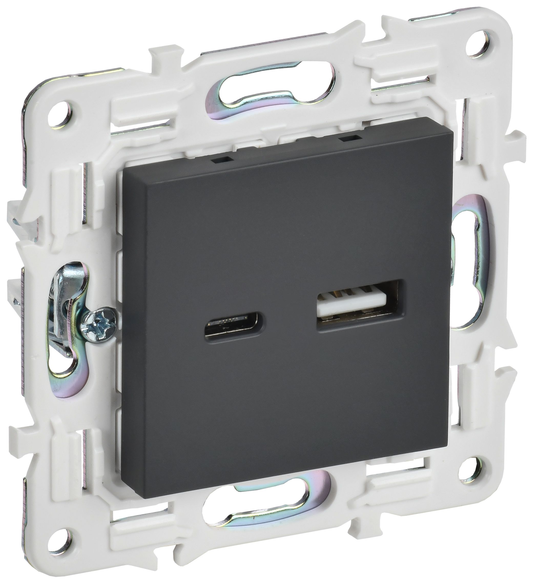 IEK SKANDY Графит Розетка USB A+C 18Вт SK-R13G