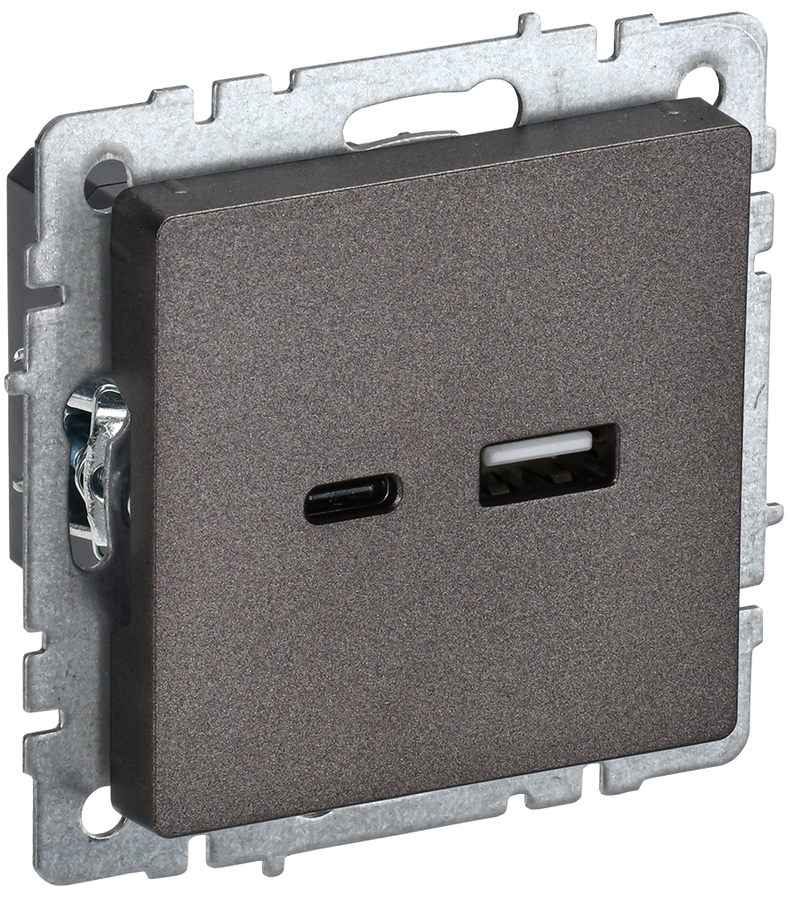 IEK BRITE Роз. USB A+C 18Вт РЮ11-1-БрТБ бр.
