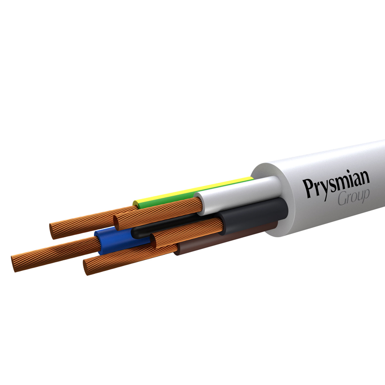 Кабель ПВС 5x0,75 мк (N, PE) (Белый РЭК-Prysmian)