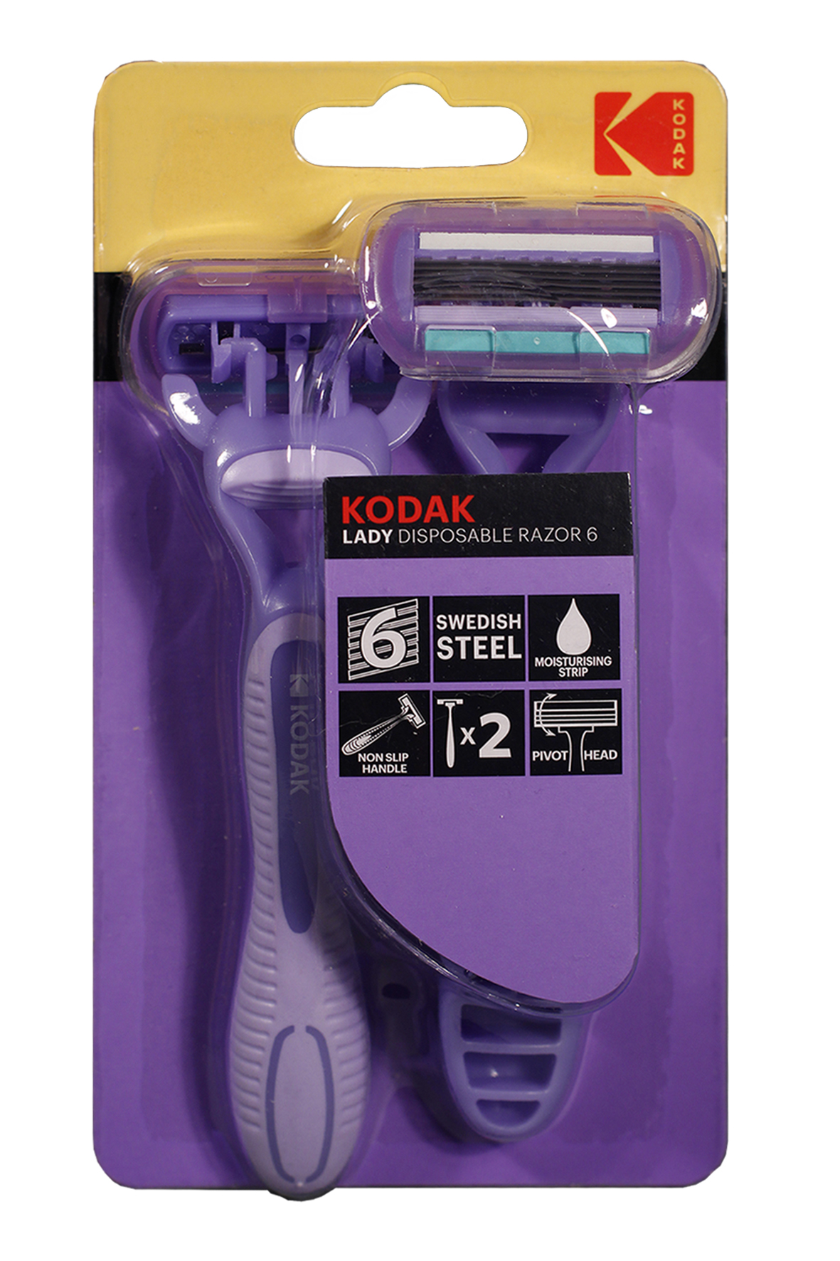 Одноразовые станки для бритья Kodak Disposable Razor Lady 6 женский, розовый 2 шт. 6 лезвий (48/192/2304)