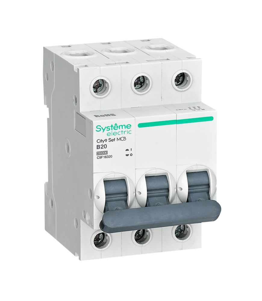 Systeme Electric City9 Set Автоматический выключатель (АВ) B 20А 3P 6kA 400В