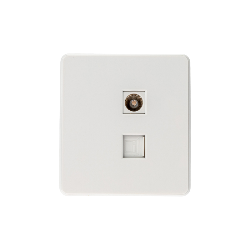KRANZ ROUND Розетка компьютерная RJ45 кат6 + TV с/у перламутр, с 1-пост. рамкой
