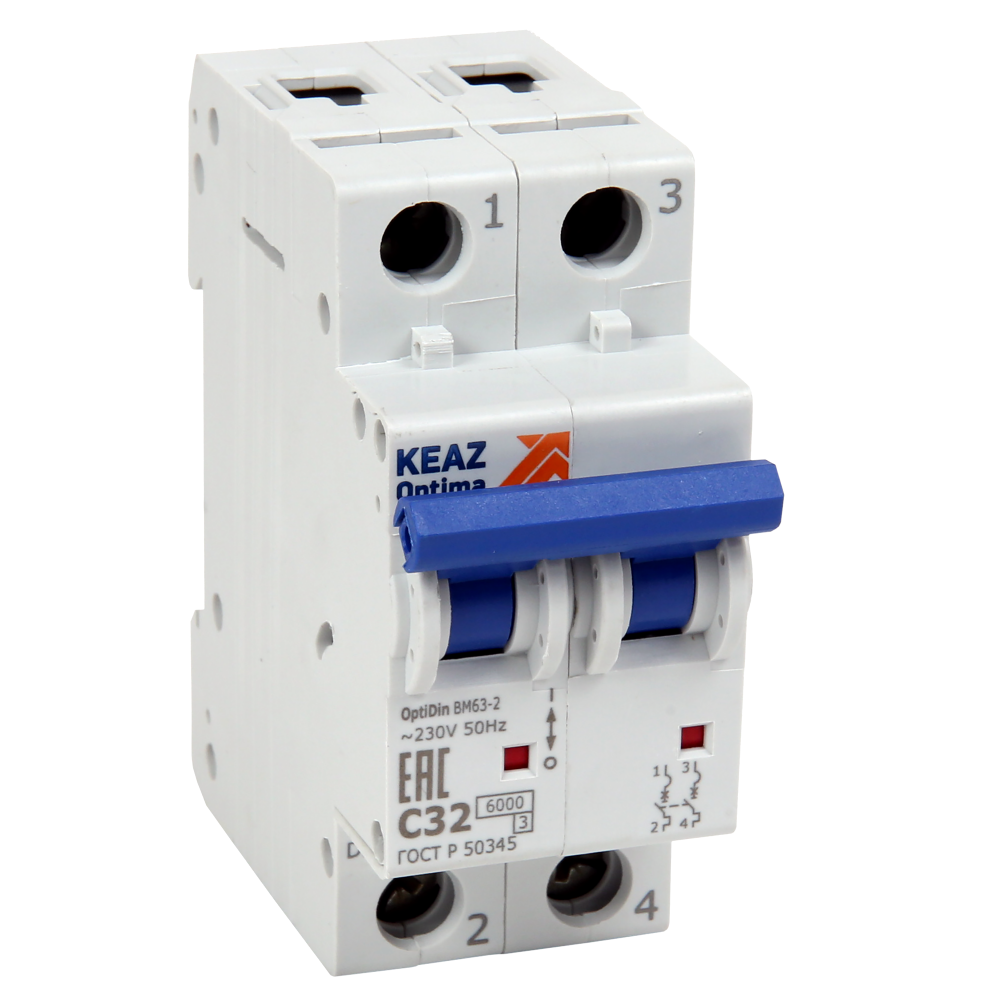 КЭАЗ OptiDin BM63 Автоматический выключатель 2P 3A D 6кА AC (BM63-2ND3-ОМ4-РЕГ)