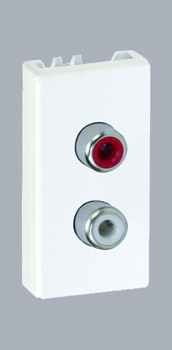 Simon Connect Алюминий Плата с 2-мя разъёмами RCA (чёрный, красный), винты, 22,5х45мм