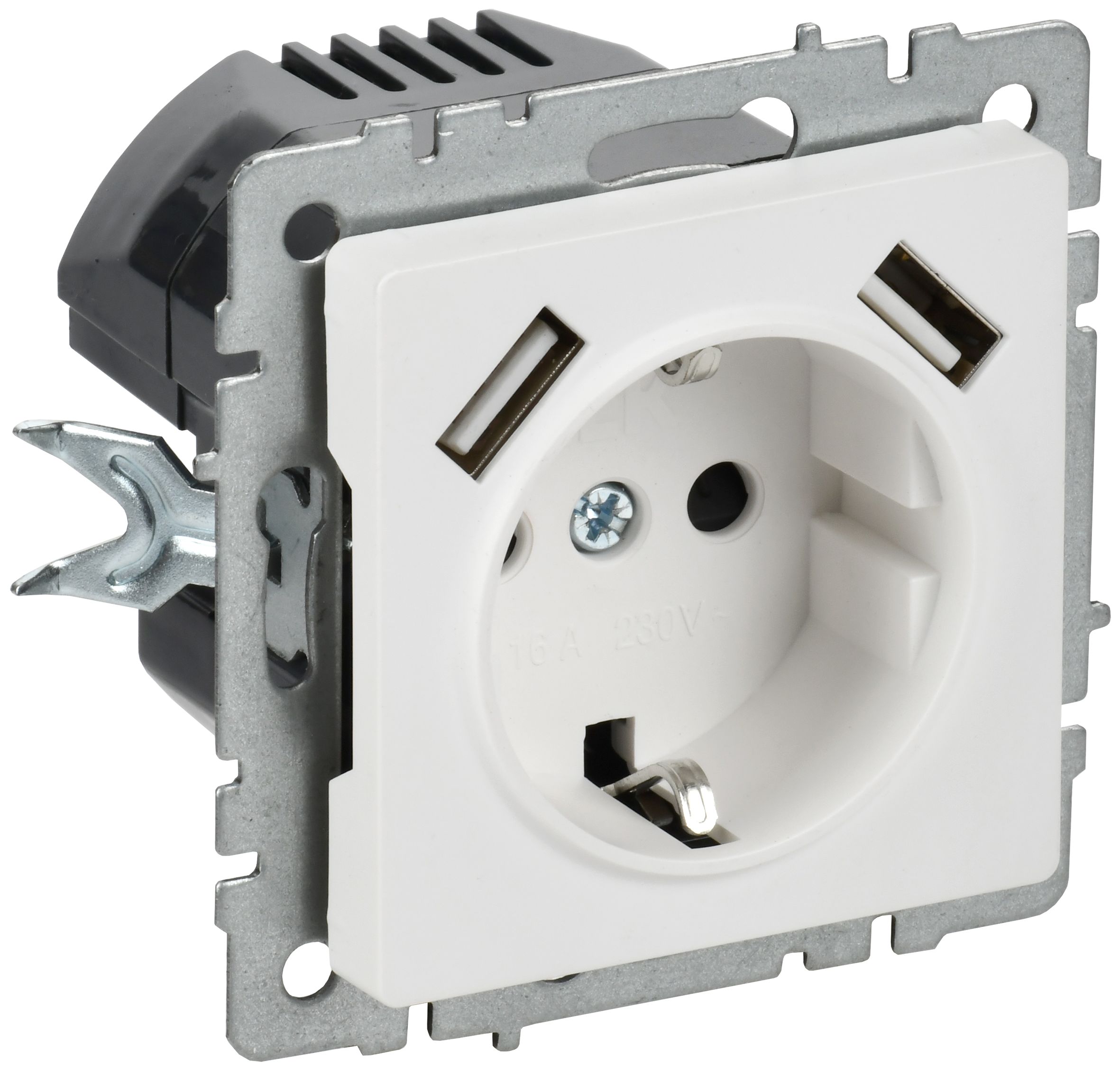 IEK BRITE Роз. с з/к/ш 16А с USB A+A 2,1А РЮш10-1-БрАБ а/б