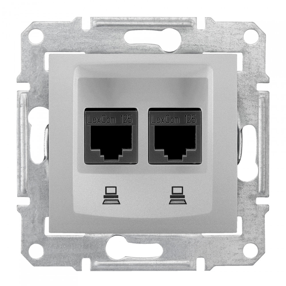 SE Sedna Алюминий Розетка компьютерная 2-ая RJ45 кат. 6 UTP