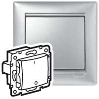 Legrand Valena Алюминий Выключатель 1-клавишный 2-х полюсный, 16A