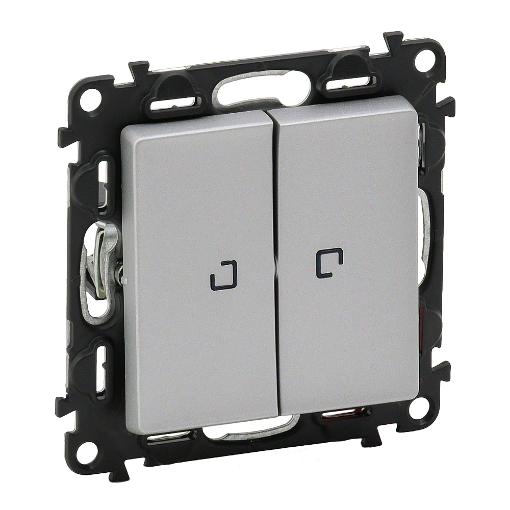 Legrand Valena LIFE DIY Алюм Переключатель 2-клавишный с подсветкой 10А 250В