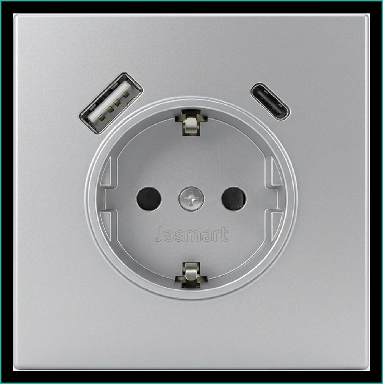 Jasmart FD Алюминий Розетка с/з со шторками 16A c USB A+C 25W