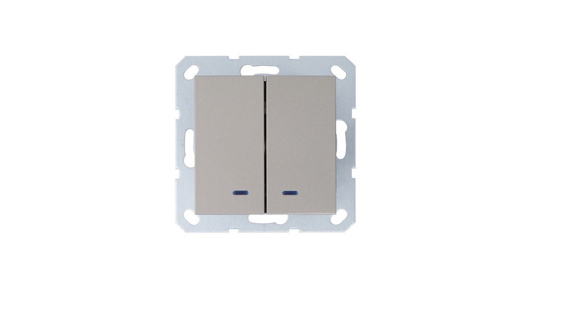 Jasmart G Шампань Выключатель 2-кл с подсветкой 10A 250V~