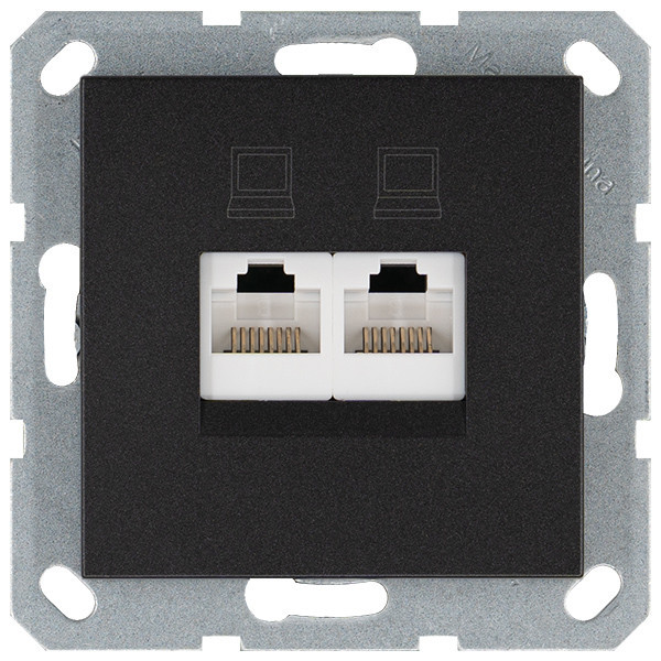 Jasmart G Антрацит Розетка RJ45 2-ая, 6 категория