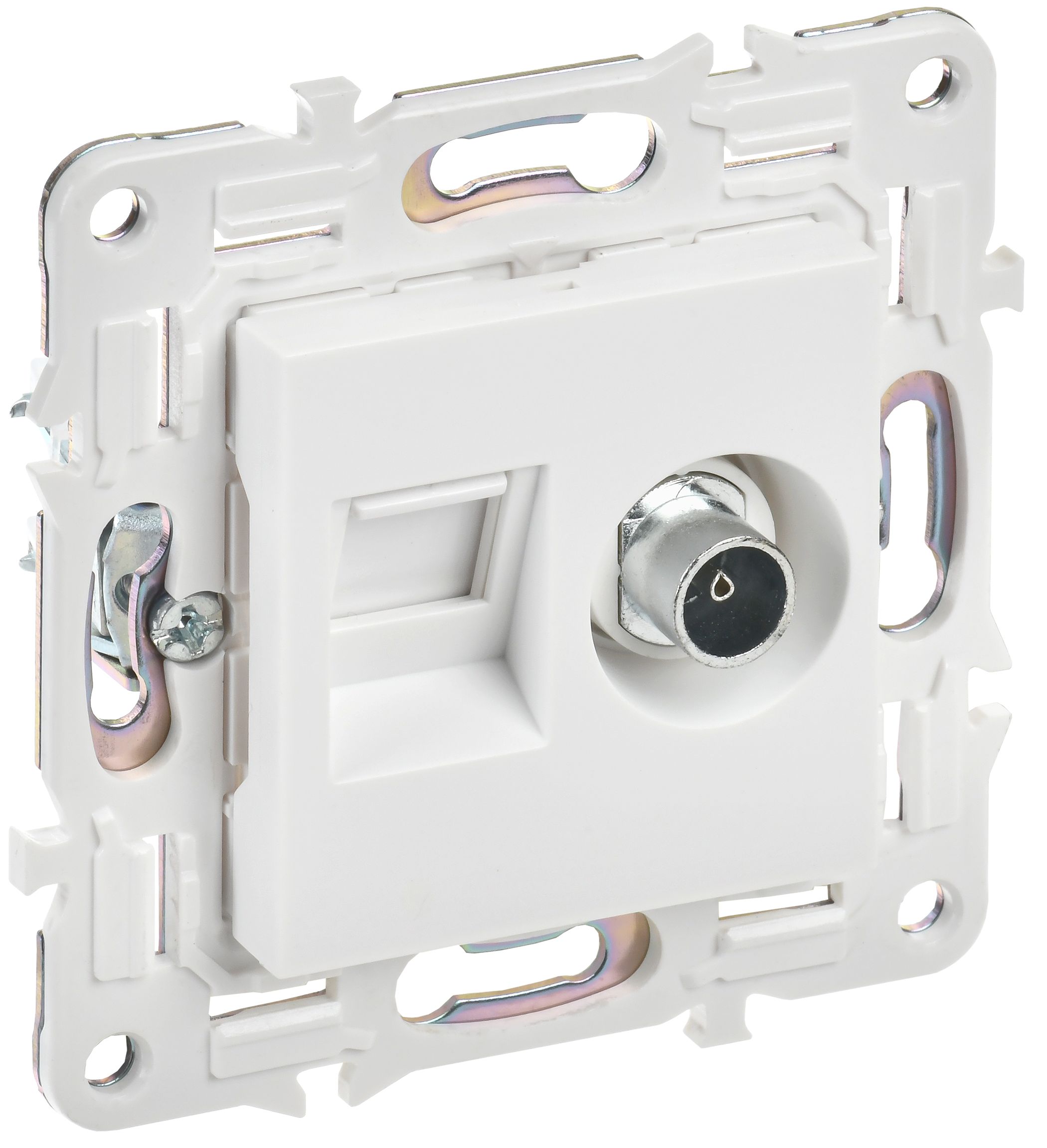 IEK SKANDY Арктический белый Розетка двойная TV+RJ45 кат.6E SK-A15W