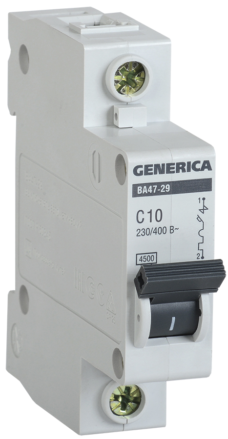 IEK GENERICA Автоматический выключатель ВА47-29 1Р 10А 4,5кА (С)
