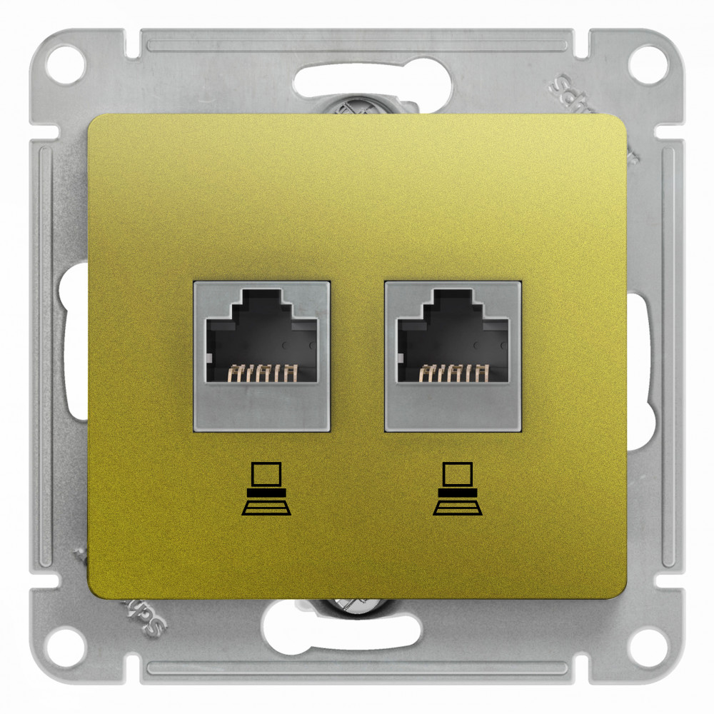 SE Glossa Фисташковый Розетка 2-ая компьютерная RJ45+RJ45, кат.5E