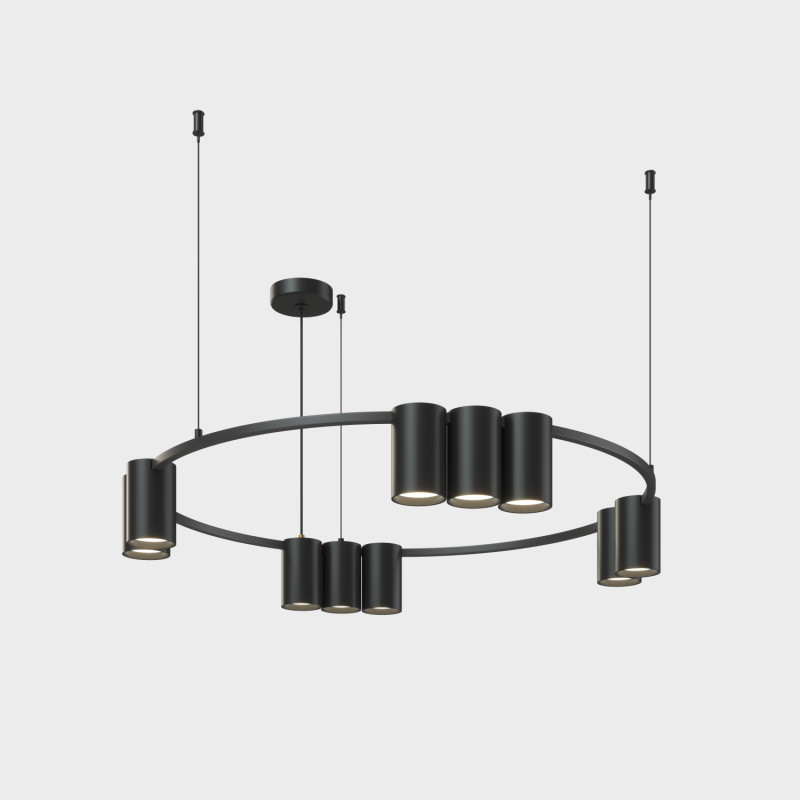 Denkirs DK4065-BK Подвесной светильник ORBIT, IP20, 10xGU10 LED до 15 Вт, черный матовый, алюминий