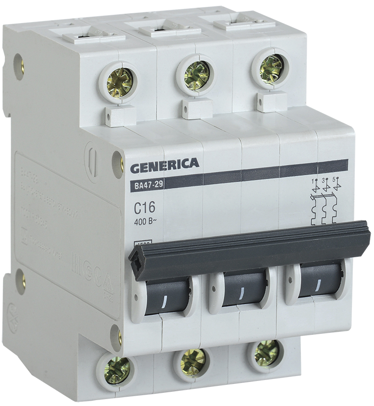 IEK GENERICA Автоматический выключатель ВА47-29 3Р 16А 4,5кА (С)