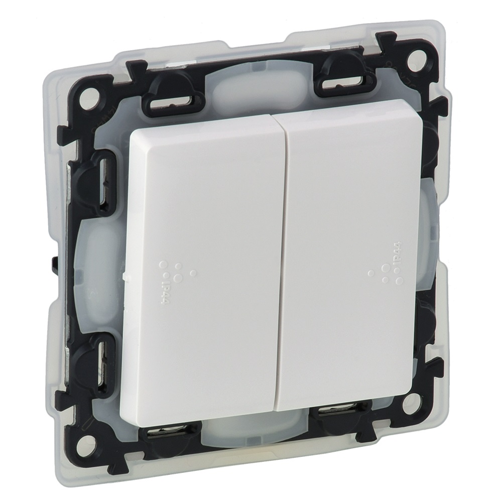 Legrand Valena LIFE DIY Бел Выключатель 2-х клавишный 10А 250В (IP44)