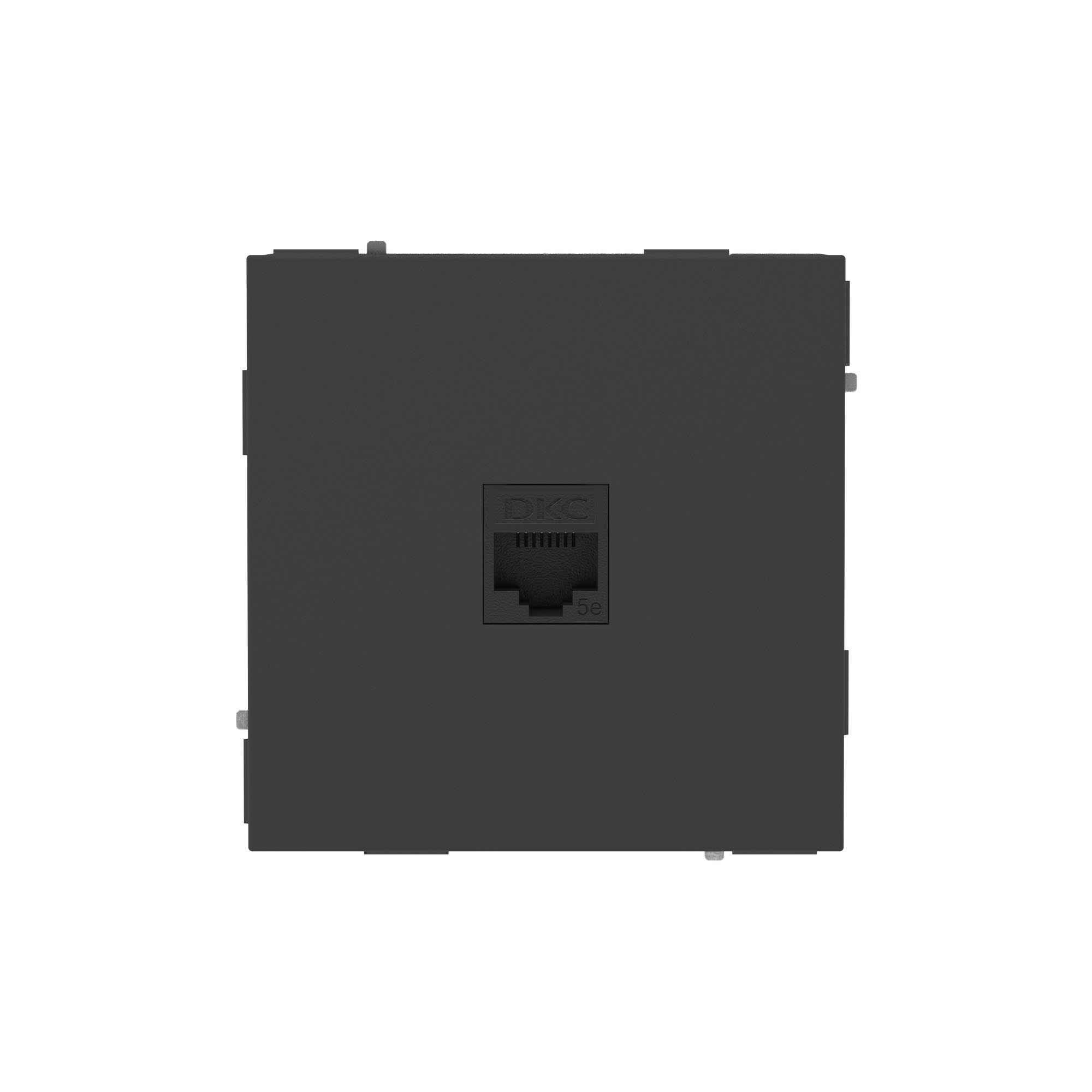 DKC KANT Компьютерная розетка RJ-45 без шторки, кат.5е одинарная, черный уголь