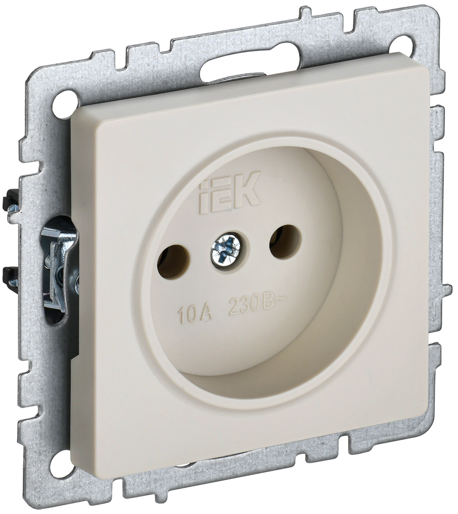IEK BRITE Розетка 1-местная без заземления без защитных шторок 10А РС10-1-0-БрКр бежевый