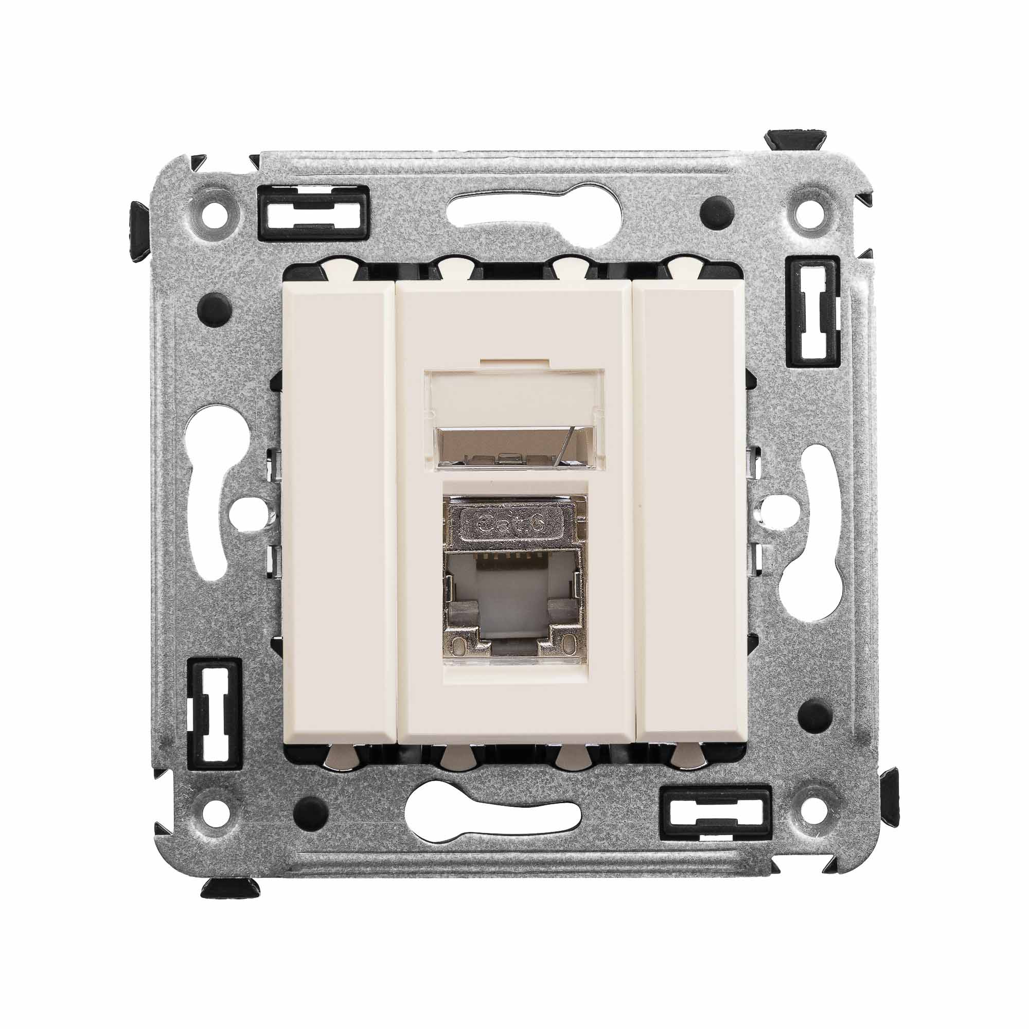 Компьютерная розетка RJ-45 в стену, кат.6 одинарная экранированная, "Avanti","Ванильная дымка"
