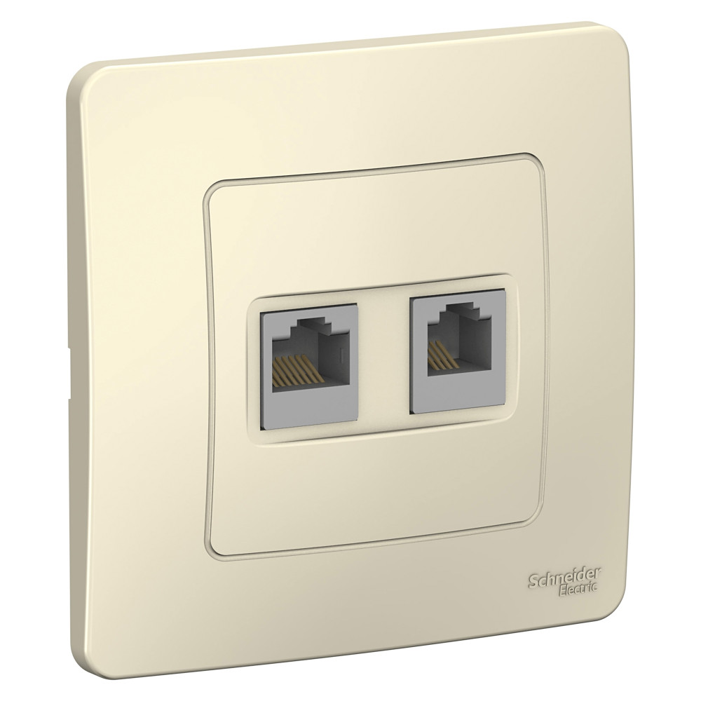 SE Blanca внутр Молочная Розетка 2-ая КОМП/ТЛФ, RJ45+RJ11