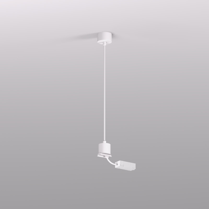 Denkirs TR2124-WH Подвод питания для подвесного монтажа, для трека SMART, серия Base, АС 220-240V, IP20, 5м, белый, алюминий