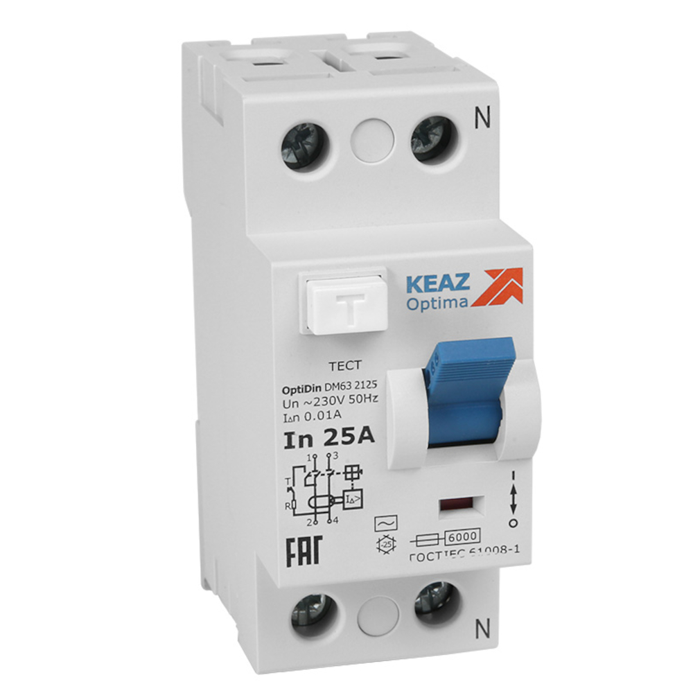 КЭАЗ ВДТ без защиты от сверхтоков OptiDin DМ63-2340-AС-УХЛ4 (2P, 40, 100mA)