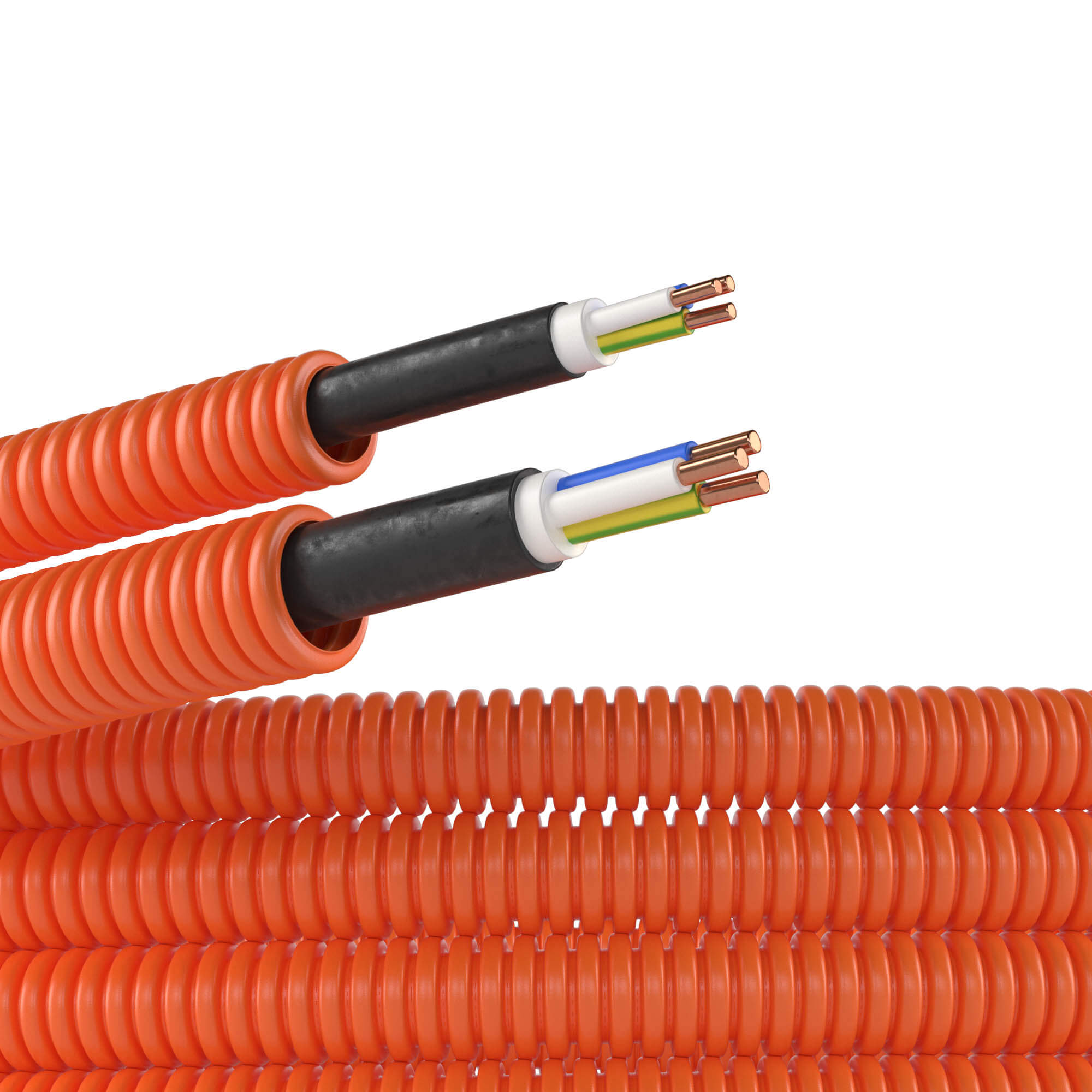 DKC Труба ПНД гибкая гофрированная D=16мм (100м) цвет оранжевый, с кабелем 3х1,5ВВГнгLS РЭК "ГОСТ+" (Электротруба)