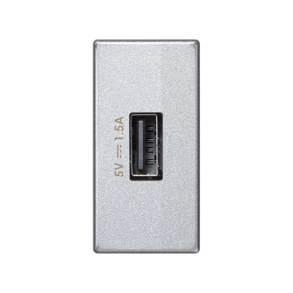 Simon Алюминий Зарядное устройство USB, К45, узкий модуль, 5 В, 1,5 А