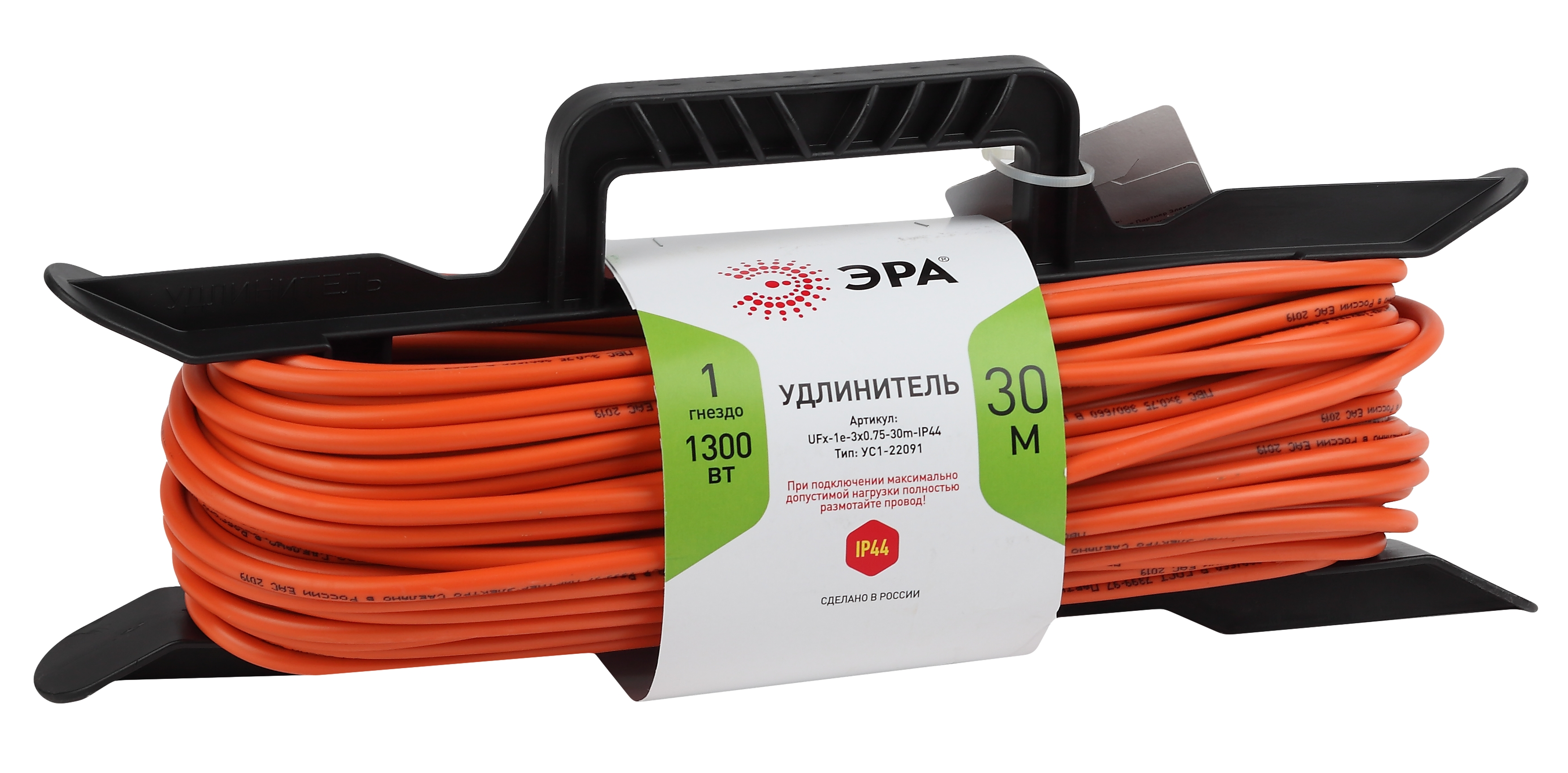 ЭРА Удлинитель силовой UFx-1e-3x0.75-30m на рамке c заземлением 1 розетка 30м ПВС 3x0.75мм2