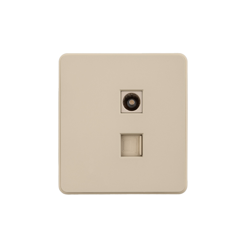 KRANZ ROUND Розетка компьютерная RJ45 кат6 + TV с/у шелк, с 1-пост. рамкой