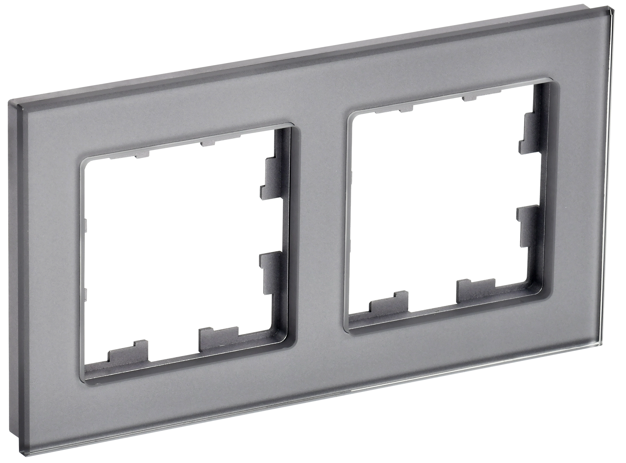 IEK BRITE Рамка 2-мест. РУ-2-2-БрСе стекло сер.