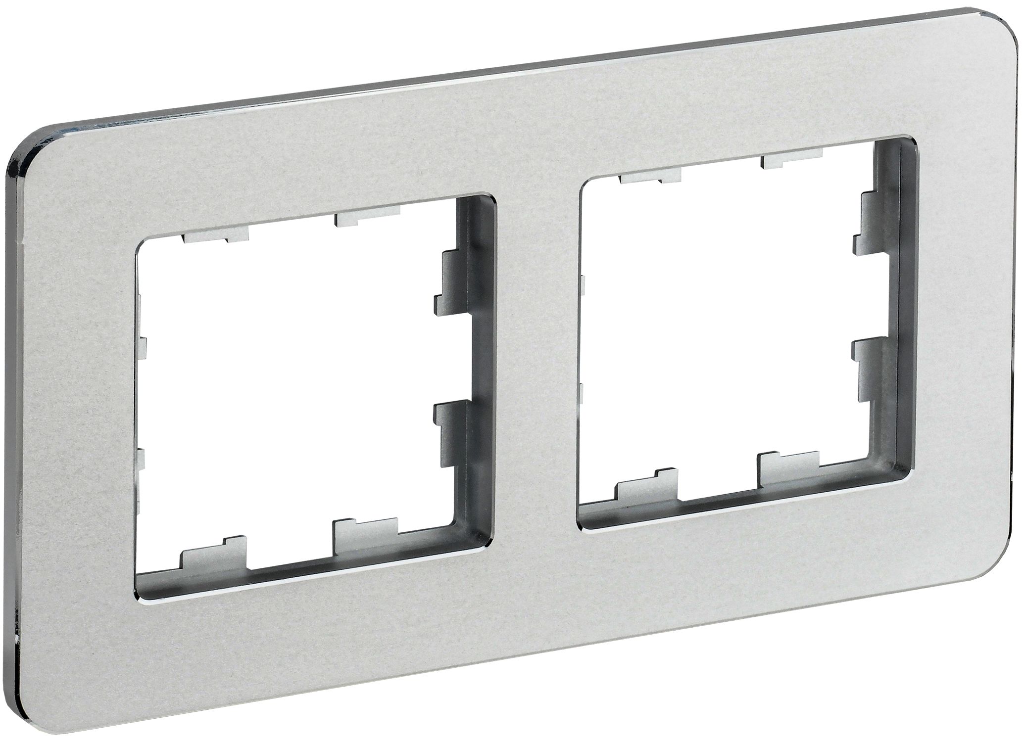IEK BRITE DECOR Алюминий металл. скругл.угол Рамка 2-м РУ-2-1-Бр RE