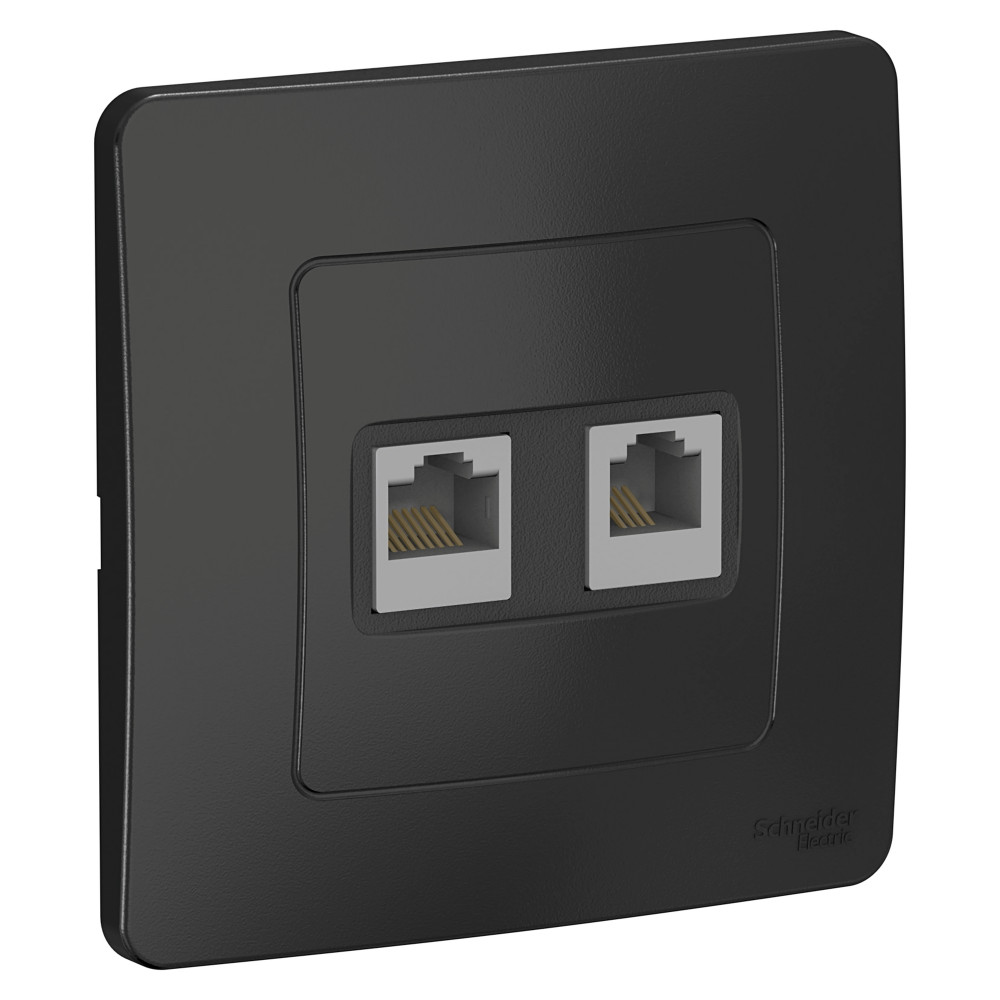 SE Blanca внутр Антрацит Розетка 2-ая КОМП/ТЛФ, RJ45+RJ11