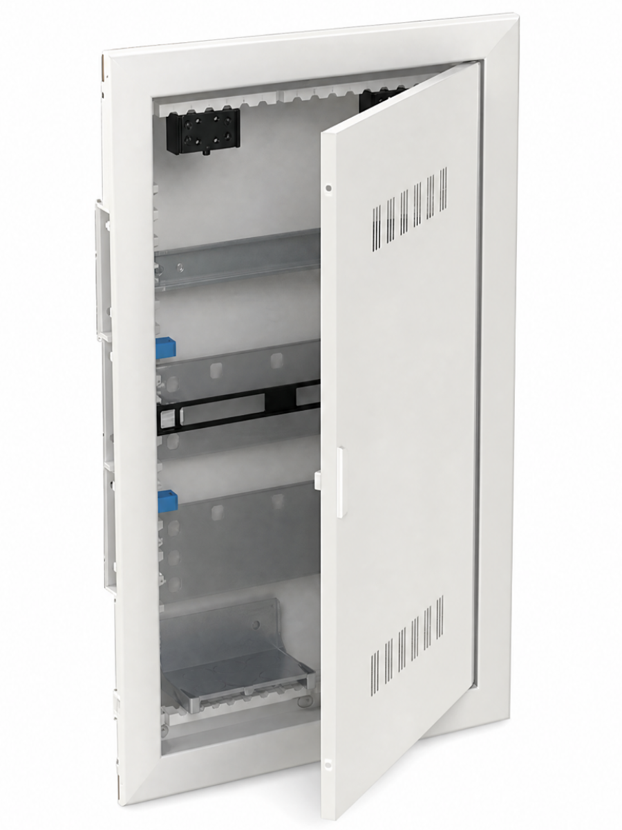 ABB UK630MVB Шкаф мультимедийный с дверью с вентиляционными отверстиями и DIN-рейкой (3 ряда) без розетки