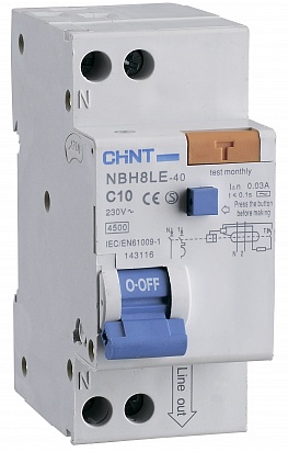 CHINT Диф. авт. выкл. NBH8LE-40 1P+N 6A 30mA х-ка С 4.5kA (R)