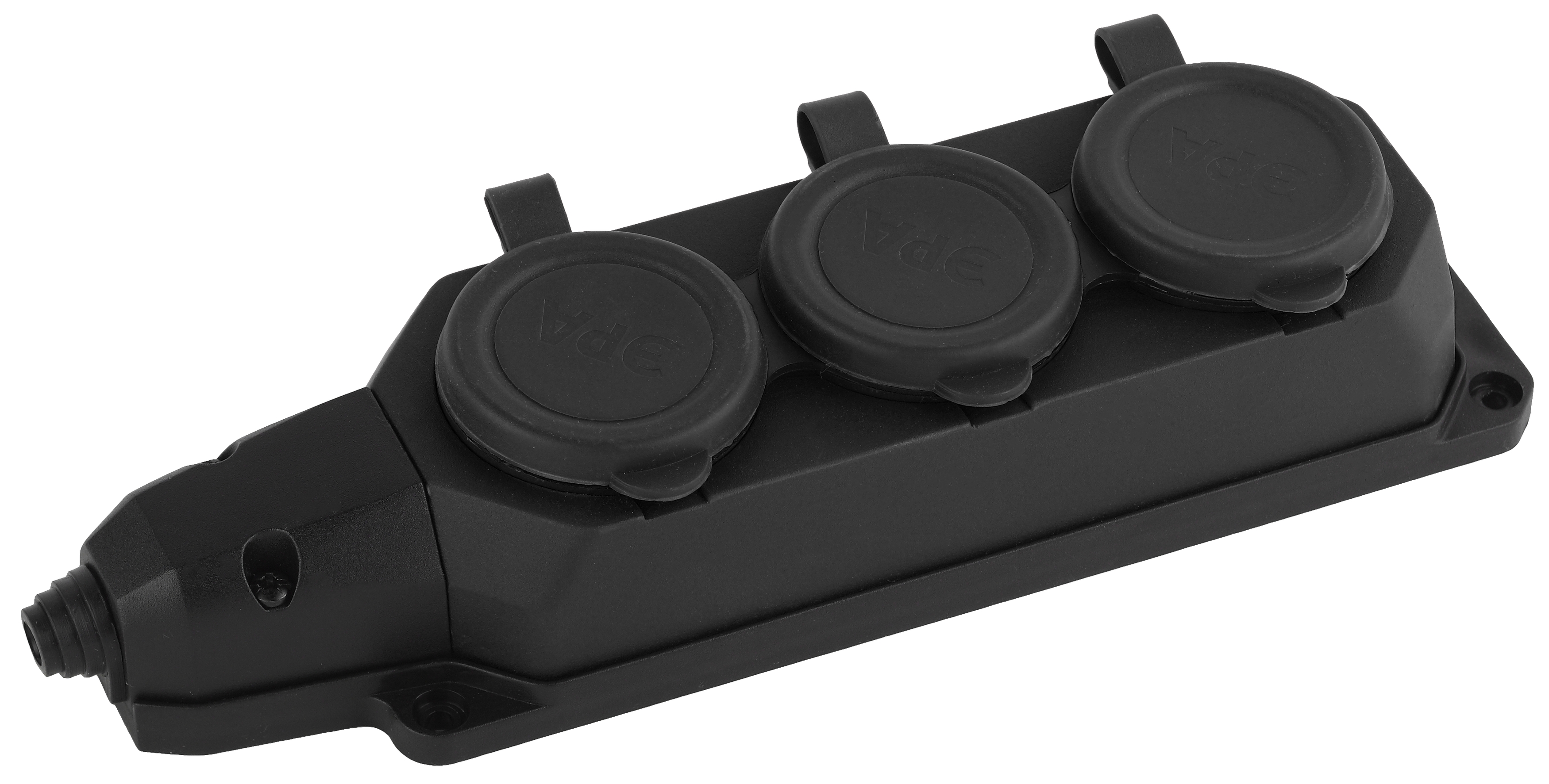 ЭРА Колодка K-3e-B-IP44 каучуковая с заземлением 3 розетки 16A IP44 черная