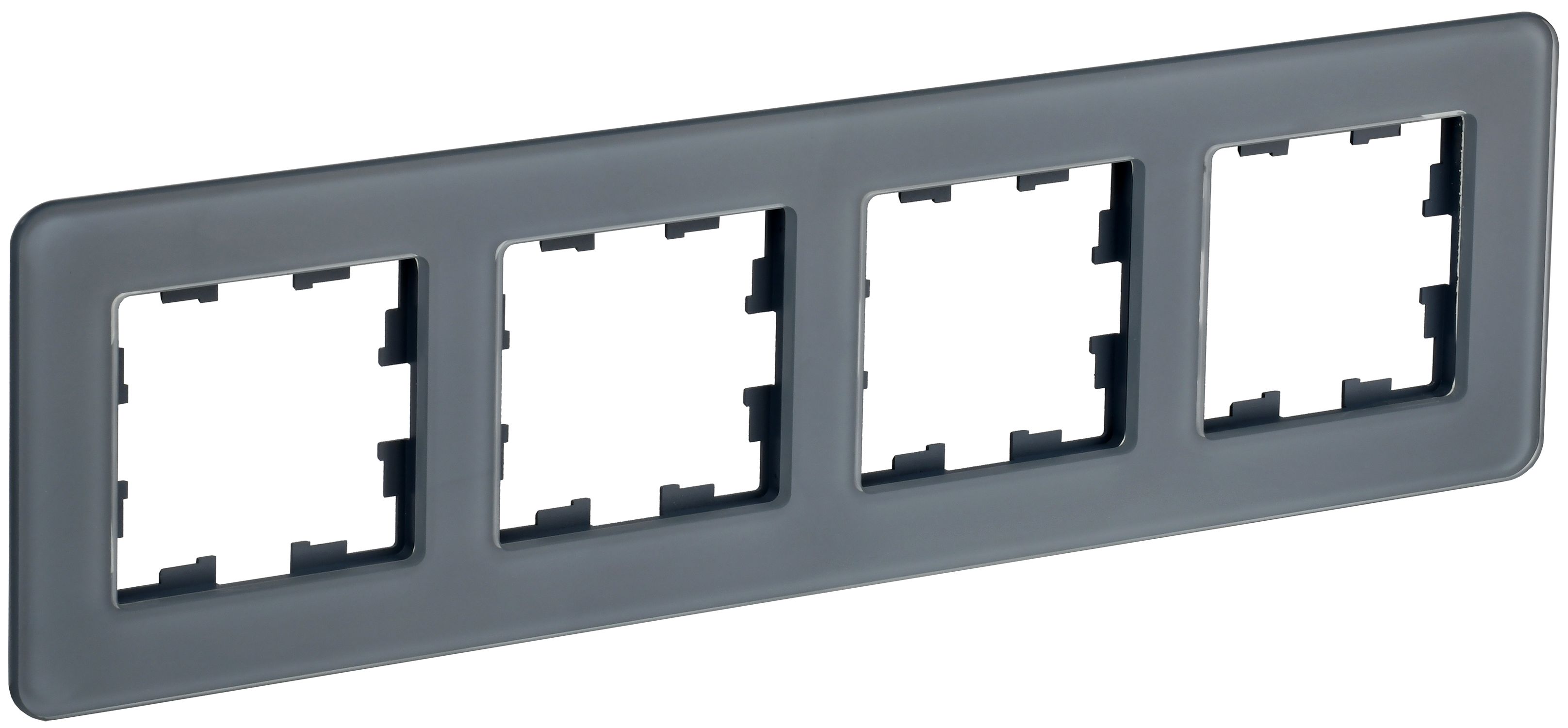 IEK BRITE DECOR Графит матовый стекло скругл.угол Рамка 4-м РУ-4-2-Бр RE