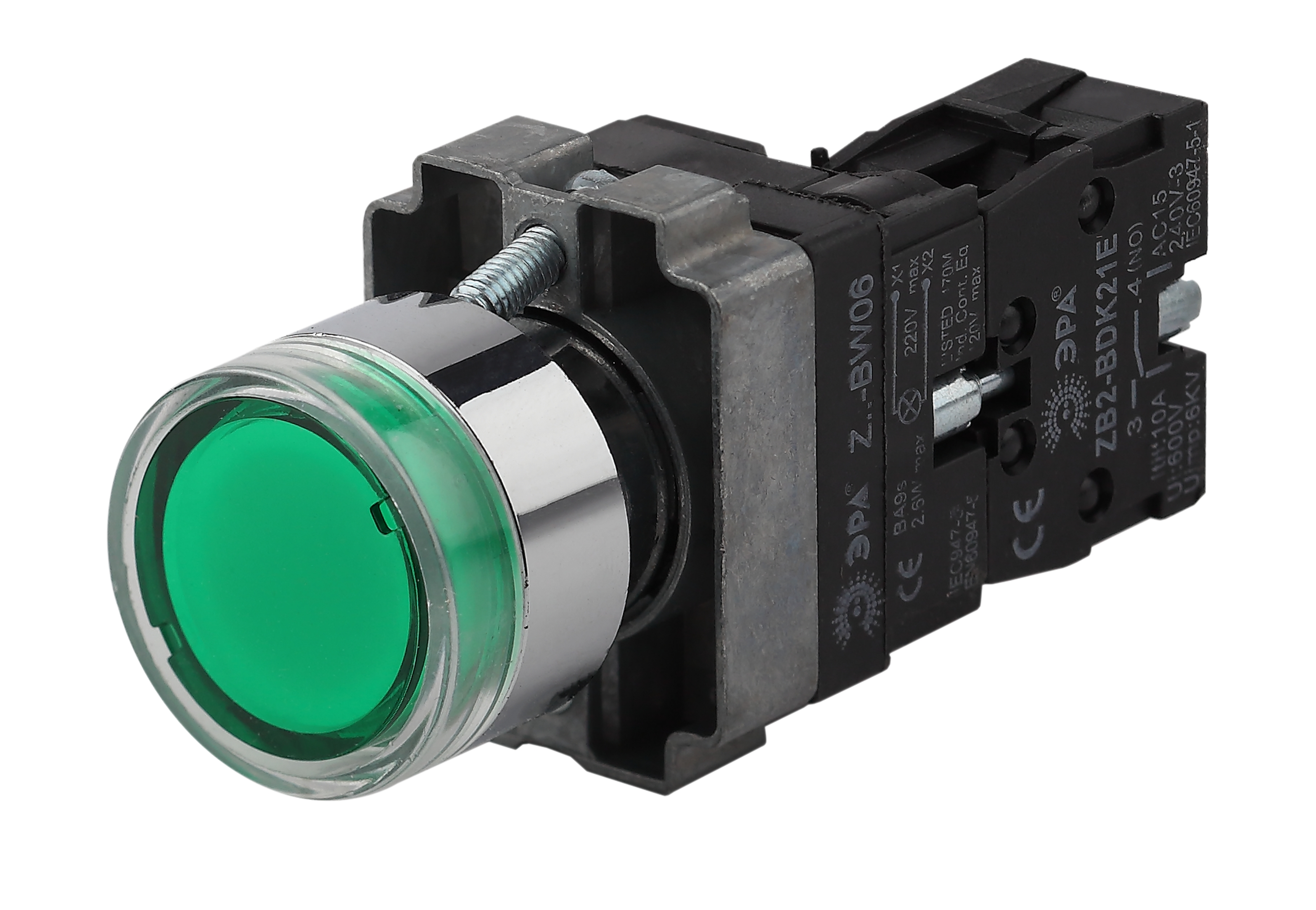 Кнопка управления ЭРА BBT50-BW-K06E LAY5-BW3361 с подсветкой зеленый 1з