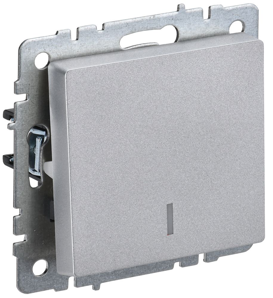 IEK BRITE BASE Алюминий Выключ. 1-кл. прох. с инд. 10А ВС10-1-7-БрА