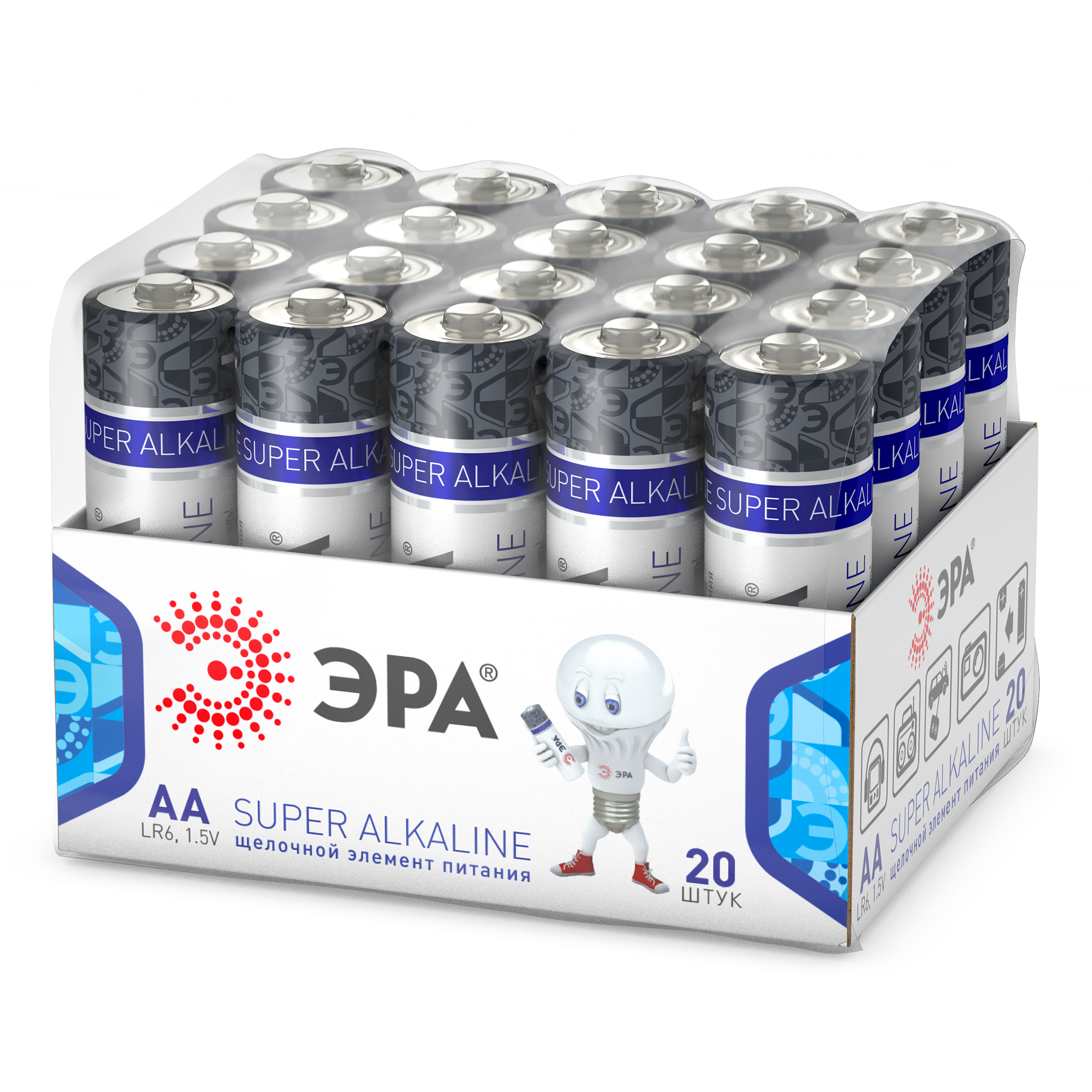 Батарейки ЭРА LR6-20 bulk SUPER Alkaline (20/480/69120)