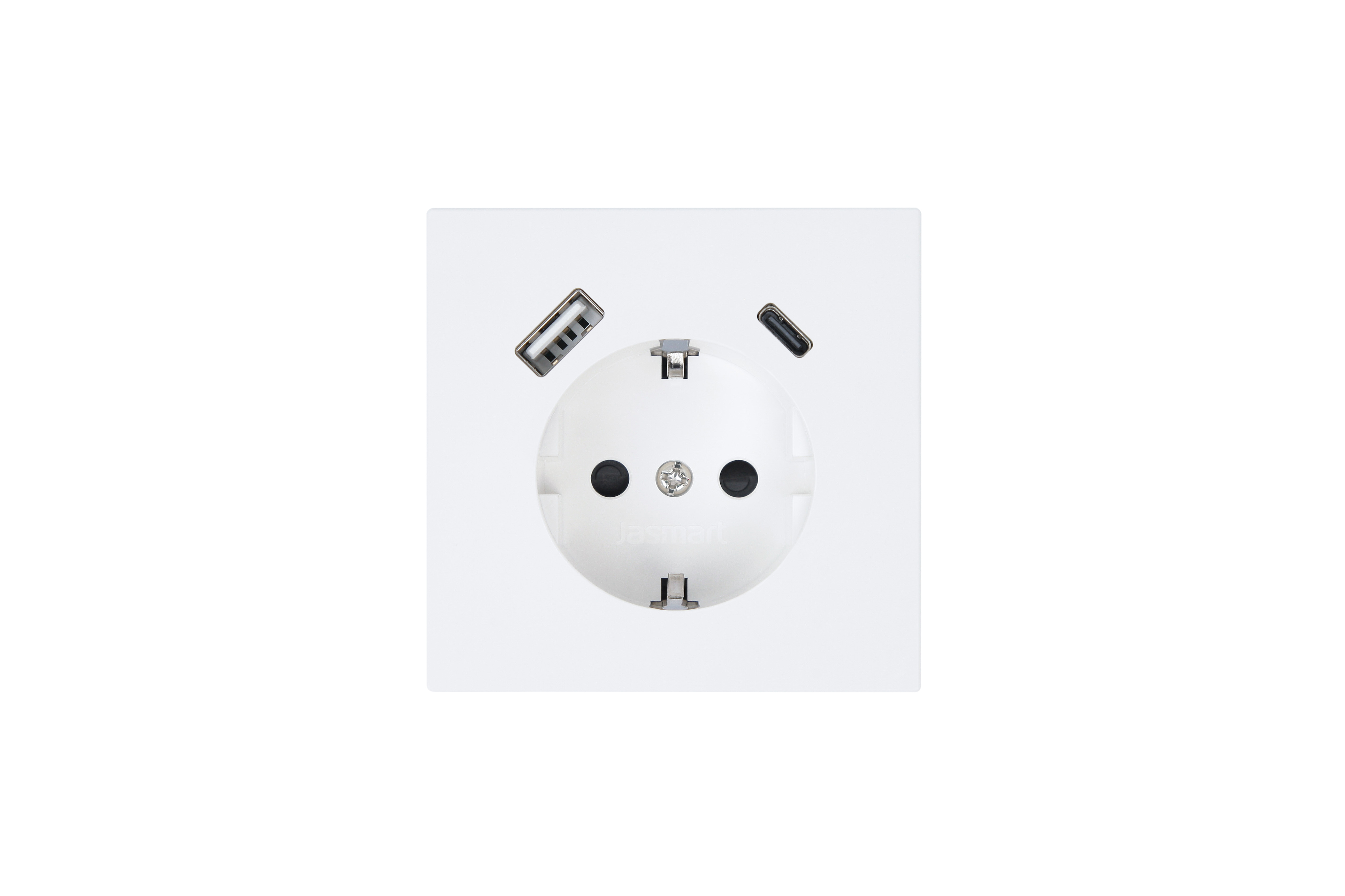 Jasmart FD Матовый белый (soft touch) Розетка с/з со шторками 16A c USB A+C 25W