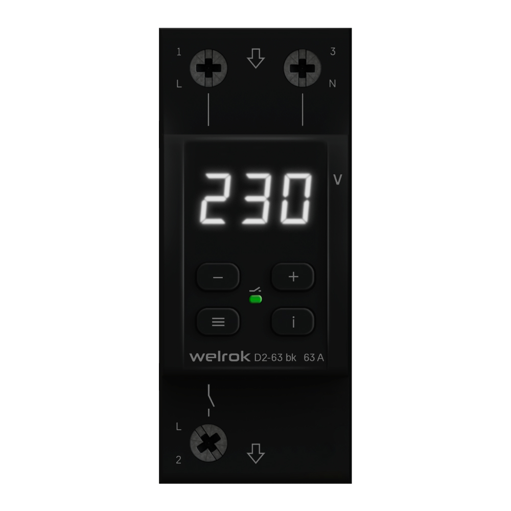 Welrok D2-63 bk Реле напряжения 63 А (max 80 A) 13 900 ВА