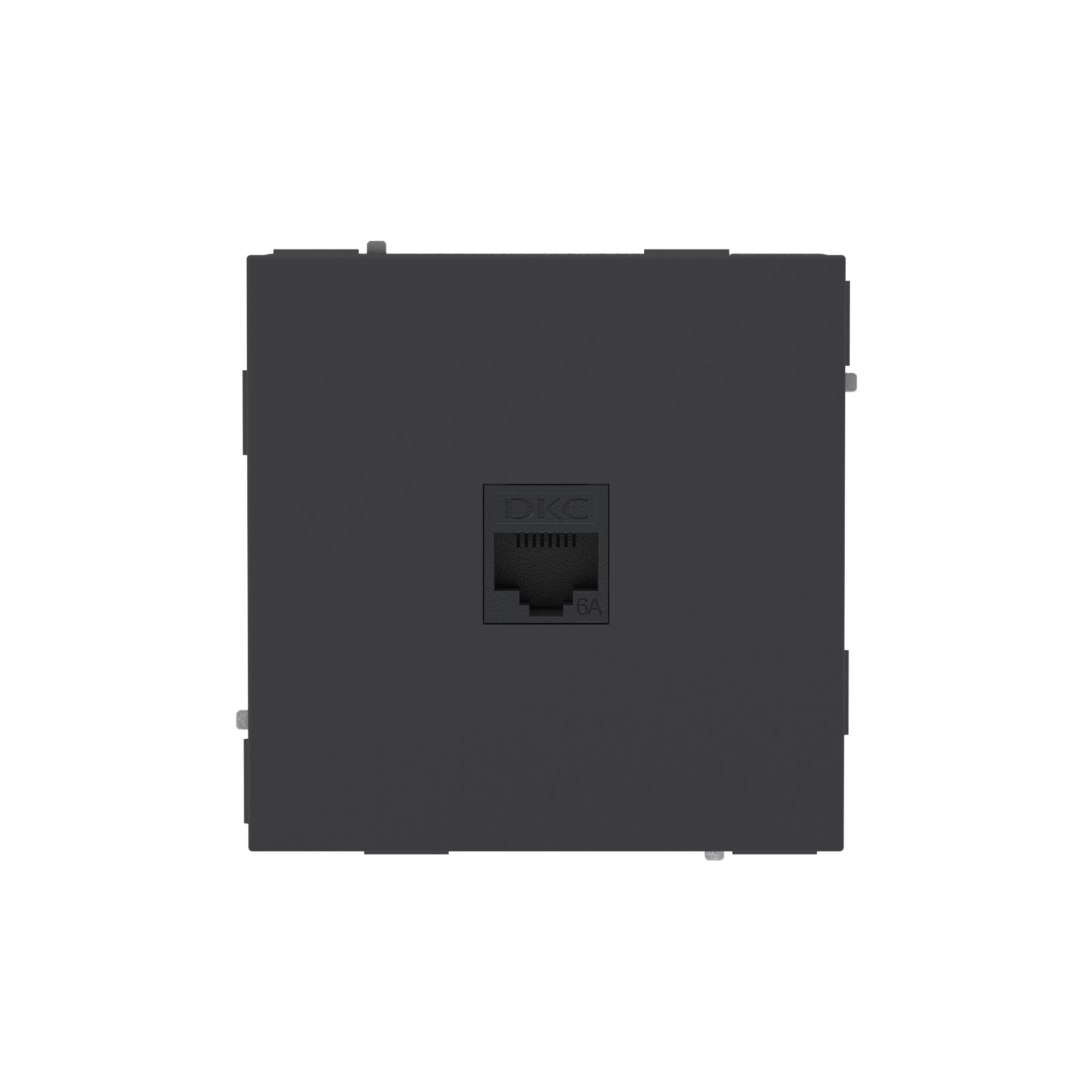 DKC KANT Компьютерная розетка RJ-45 без шторки, кат.6А одинарная,черный уголь