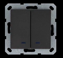 Jasmart G Антрацит Выключатель 2-кл с подсветкой 10A 250V~